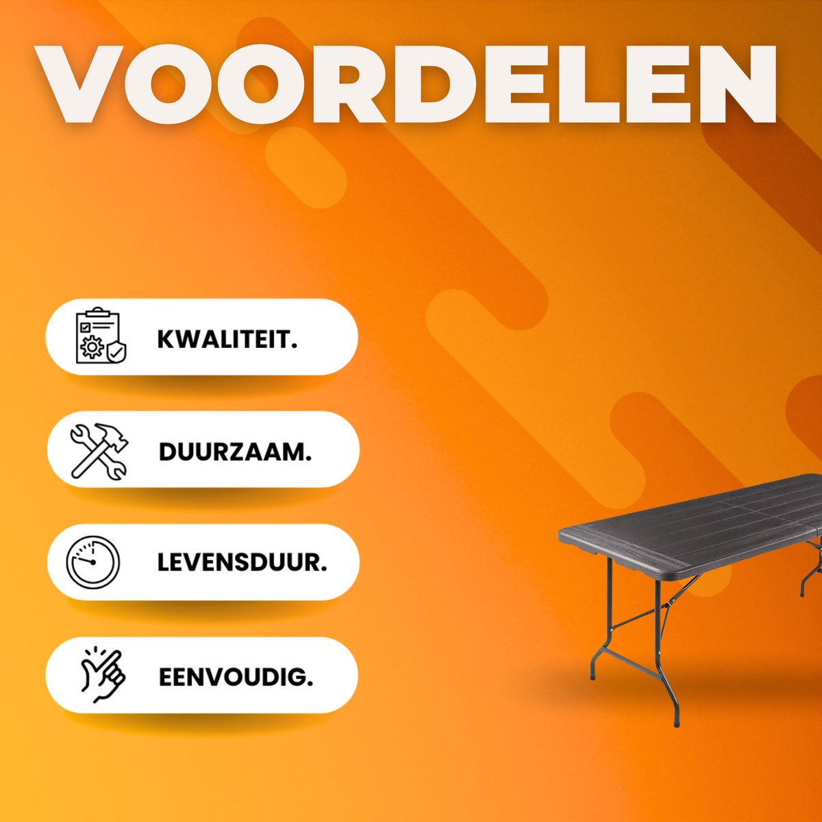 180 cm Opvouwbare Tafel - Draagbare en Robuuste Kunststof Eettafel - Half Opklapbaar voor Binnen en Buiten - Ideaal voor Kamperen, Picknick en Feesten
