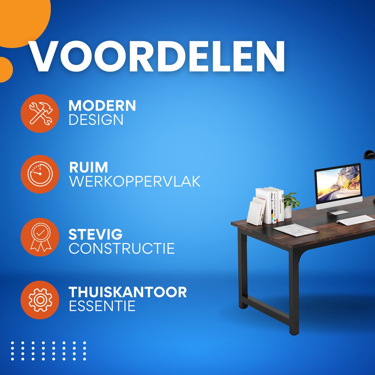 Bureau Kyren - 160cm - Bruin - Computerbureau - Voor thuis of werk