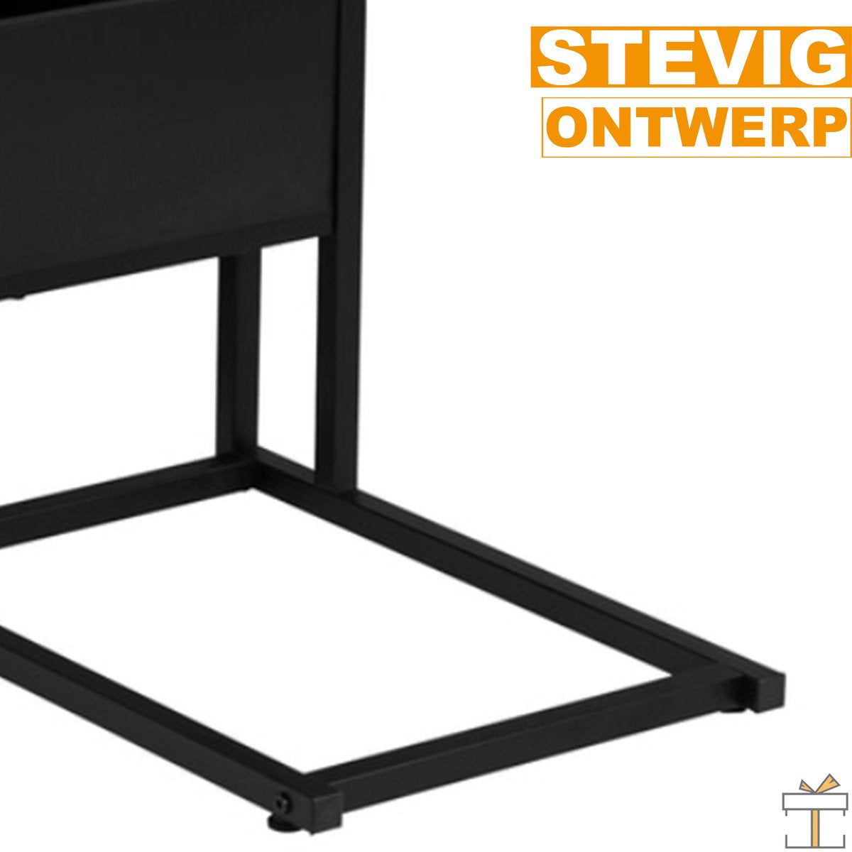 Happyment Bijzettafel - Laptoptafel - Ontbijt - Bed - vierkant / rechthoek - Zwart - 55x36x60cm