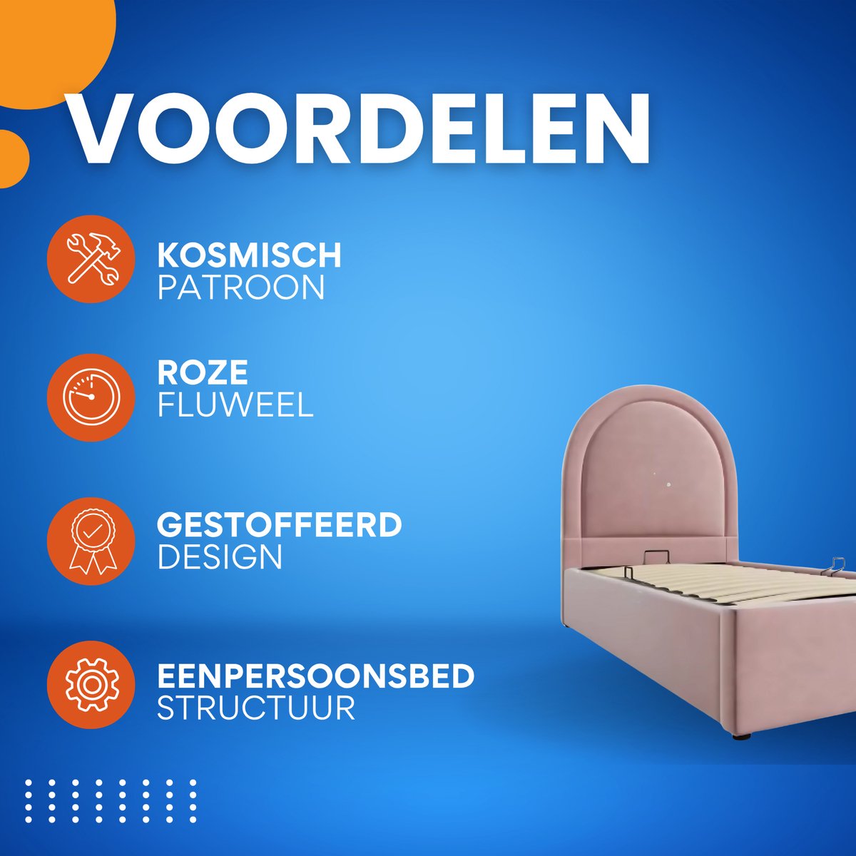 Kinderbed - Kinderbedden - Eenpersoonsbed - Voor Jongens & Meisjes - Eenpersoonsbed met Kosmisch Patroon - Roze Fluweel - Zonder Matras - 90x190