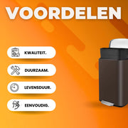 Luxe pedaalemmer - Bruin 50L - Prullenbak - Afvalscheiding - RVS - Softclose - Anti-slip