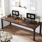 Computerbureau Milano - Voor 2 Personen - 200cm - Bruin - Voor thuis of werk - Hout en metaal