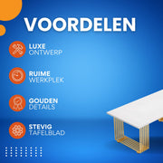 Bureau Ceylix - Modern 180 x 79 x 78 cm - Stijlvol Computerbureau Marmerlook - Voor Thuis en Werk