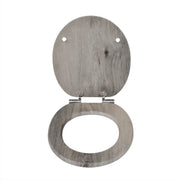 WC-bril - Toiletbril – Voor Toilet & Badkamer – Soft-Close – MDF - Grijs houtlook