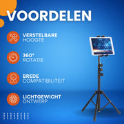Tablet & Telefoon Statief - Universeel voor 4.7-12.9 Inch - Vloerstandaard - Verstelbaar - Staande beugel