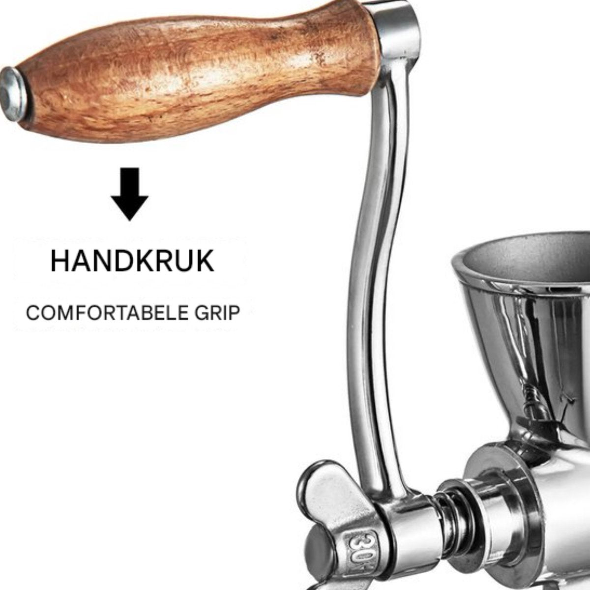 Happyment Koffiemolen Deluxe - Graanmolen – Met Tafelklem - RVS - Handmatig