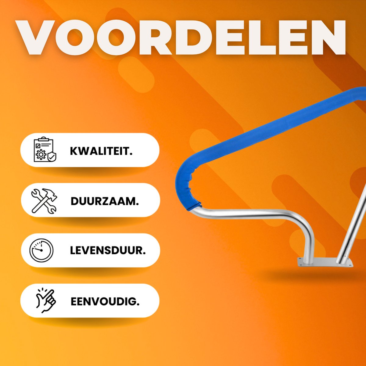 Zwembad leuning - Zwembadleuning accessoires - RVS Rail Steunbalk - 98,9x81,3 cm Leuning - Afrit tot 113 kg