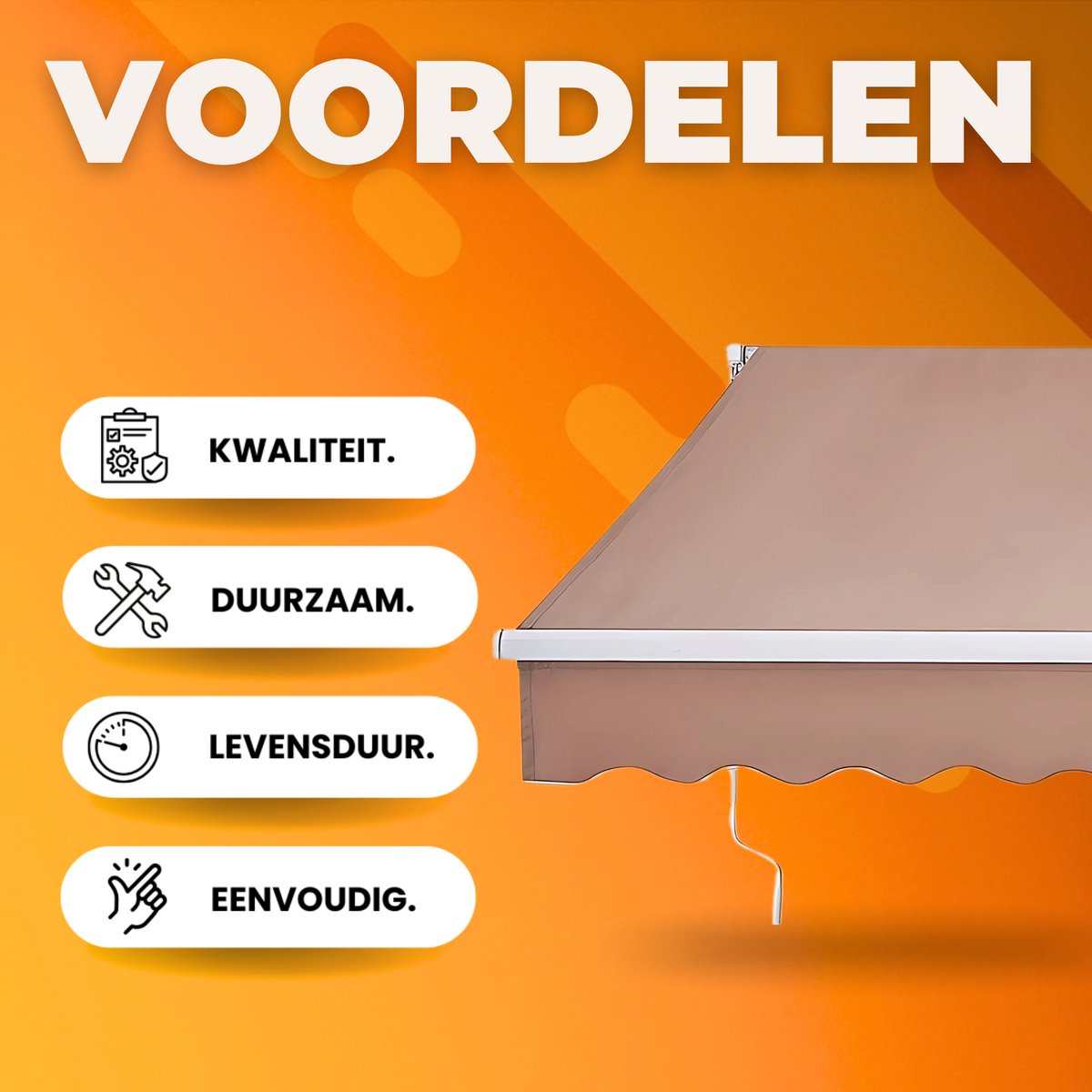 Balkon luifel - Klemluifel beige - 240x210cm - Zonwering buiten - Handmatig uitschuifbaar