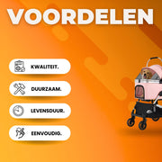 Hondenbuggy 2-in-1 - Inklapbare honden buddy - Hondenkar - Voor Honden en Katten - All terrain - 360° - Tot 40kg - Zilver/roze
