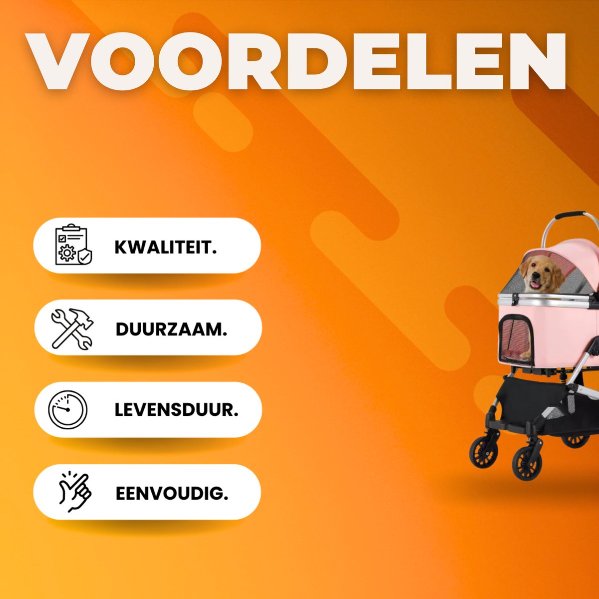 Hondenbuggy 2-in-1 - Inklapbare honden buddy - Hondenkar - Voor Honden en Katten - All terrain - 360° - Tot 40kg - Zilver/roze