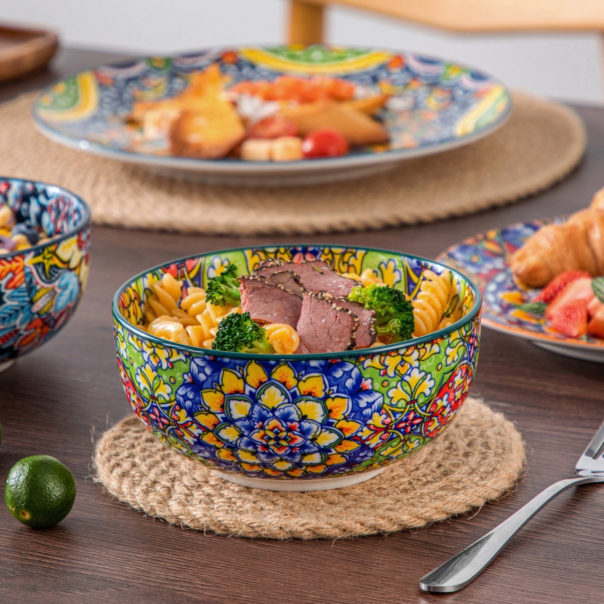 Grandiose Serviesset – 4 persoons – 12 delig – Bohemian Keramisch – Dinerborden – Kleine Borden – Stijlvol keramiek