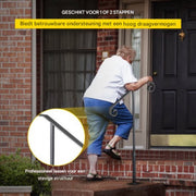 Smeedijzeren Leuning - Trapleuninghouders - Voor 1-2 Treden - 36" Hoog - Zwarte Trapleuning