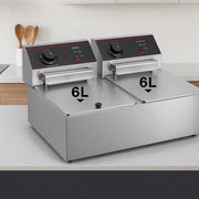 Happyment Dubbele Frituurpan Deluxe - 2x 6L - Frietpan dubbel - Friteuse - 2x 2500W - PTFE - 220V