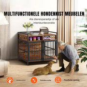 Hondenbench - Hondenhok - Hondenkooi - Hondelkennel - Hout en RVS - Hondentransportbox - Bijzettafel - Voor binnen en buiten