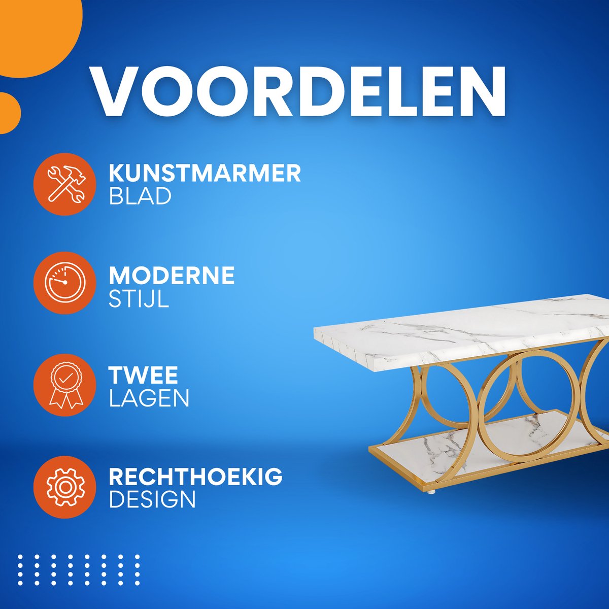 Luxe Salontafel Elvya - Rechthoekig - Modern - Voor woonkamer - Bijzettafel - 120cm - Bruin
