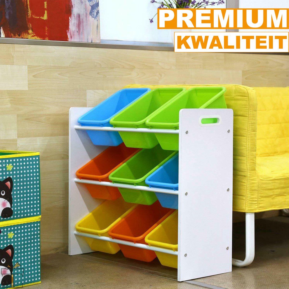 Happyment Opbergkast voor Kinderen - Speelgoedkast - Boekenrek - Boekenkast - Kinderkamer en speelkamer - Hout