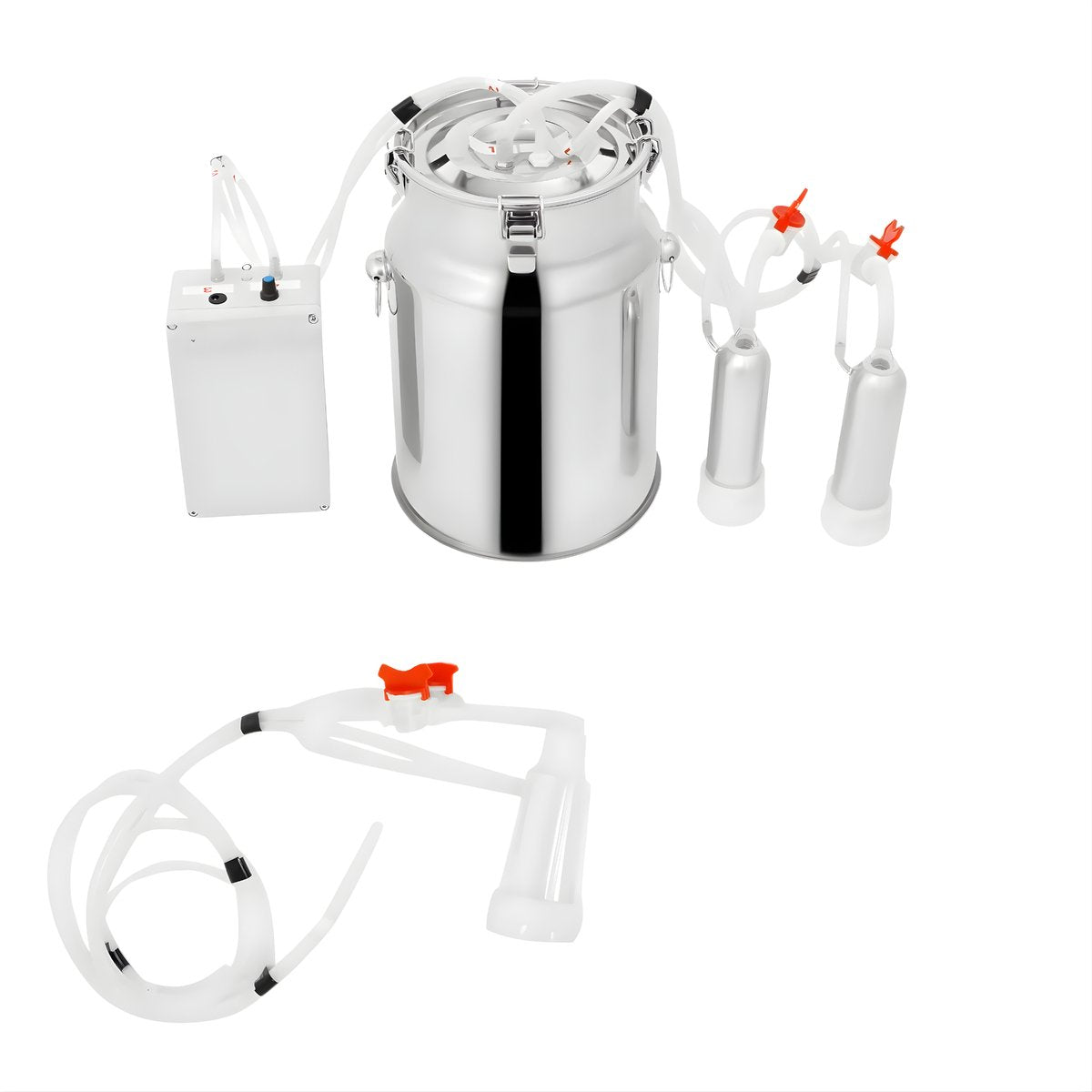Melkmachine voor koeien - Melkproductie - Vacuumpomp - Voor melkproductie - Met roestvrijstalen emmer - 2-in-1, 10L