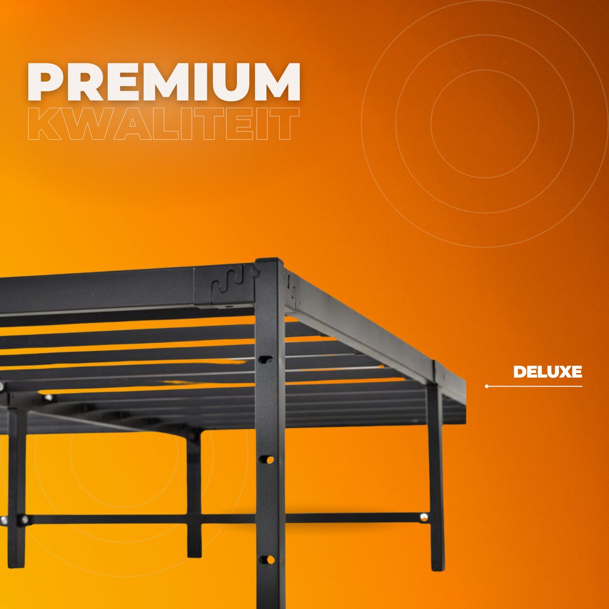Zwart Stalen Platformbed met Lattenbodem – 680 kg Draagvermogen – Met Opbergruimte Onder Bed