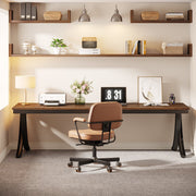 Dubbel computerbureau - Bruin - 200cm bureau - X-poot - Voor 6 personen - Voor volwassenen