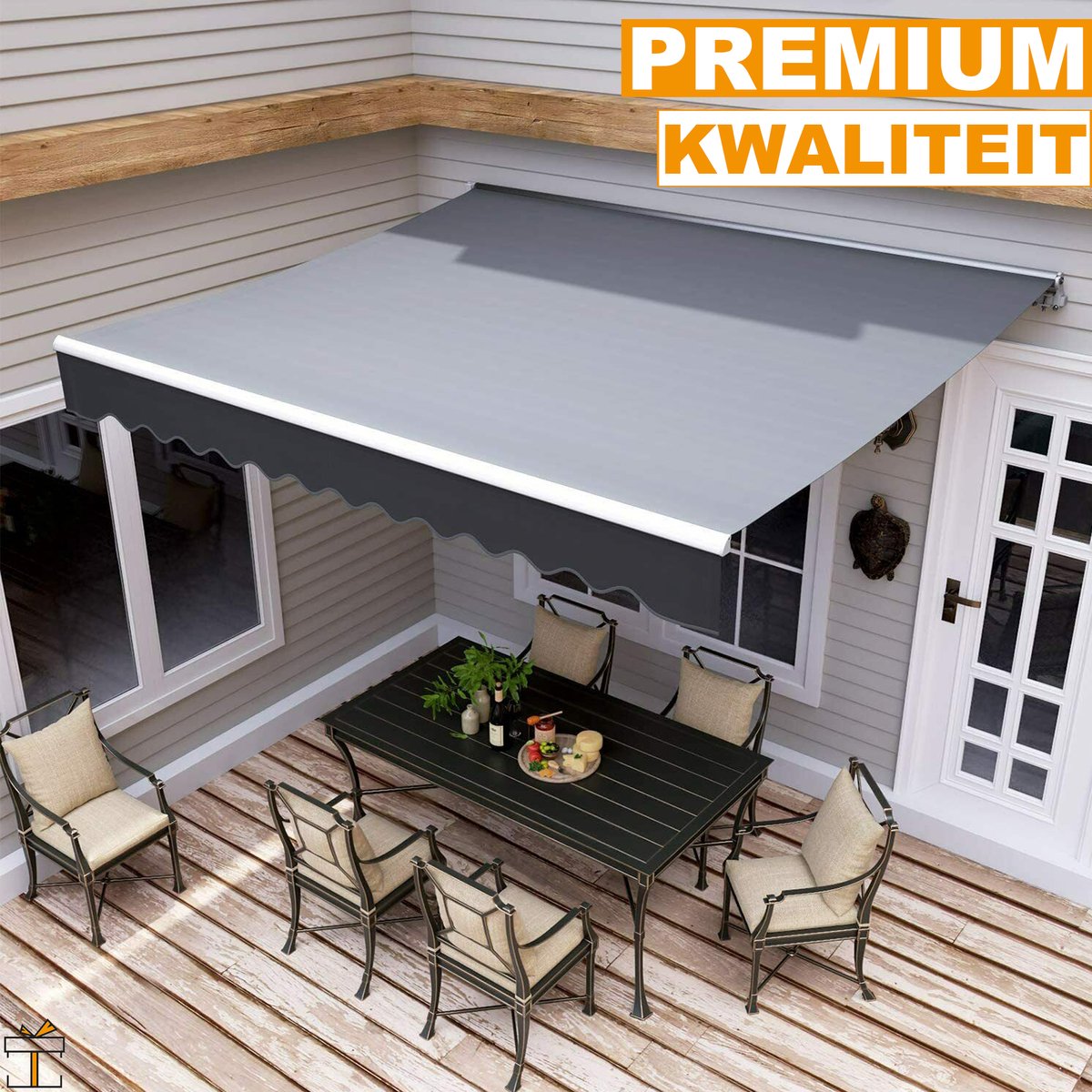 Happyment Zonnescherm handmatig - Zonneluifel - Terras - Tuin - 250 x 300cm