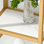Boekenkast Ceylix - 8 Lagen - Boekenrek - Moderne Opbergrek Metaal - Goud met Marmerlook - Woonkamer