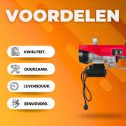Elektrische Kabeltakel - 200kg - 480W Draadloos - Lier met 12m/min Snelheid