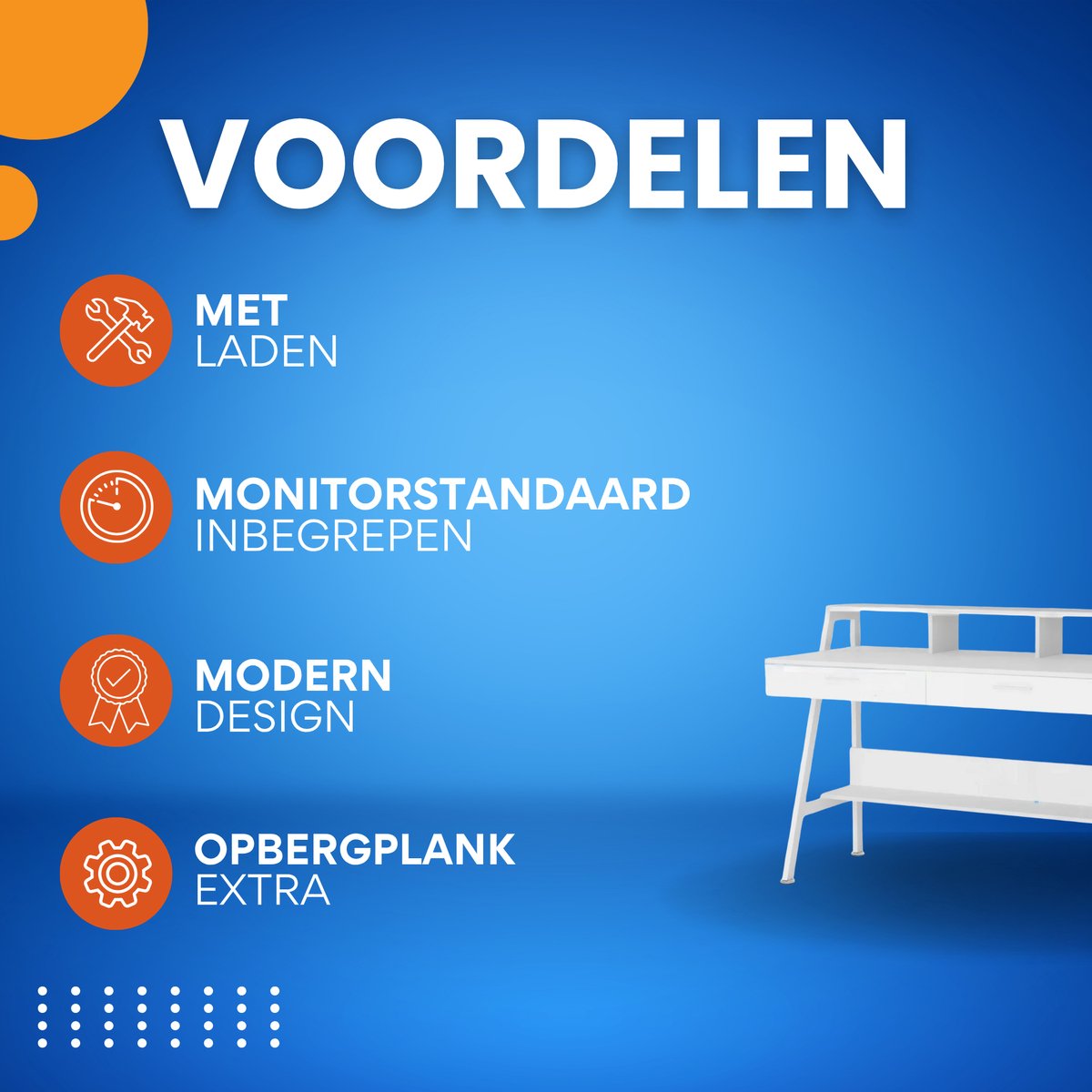 Bureau voor thuis - Met 2 lades - 120 cm - Wit - Computerbureau - Voor volwassenen - Dames