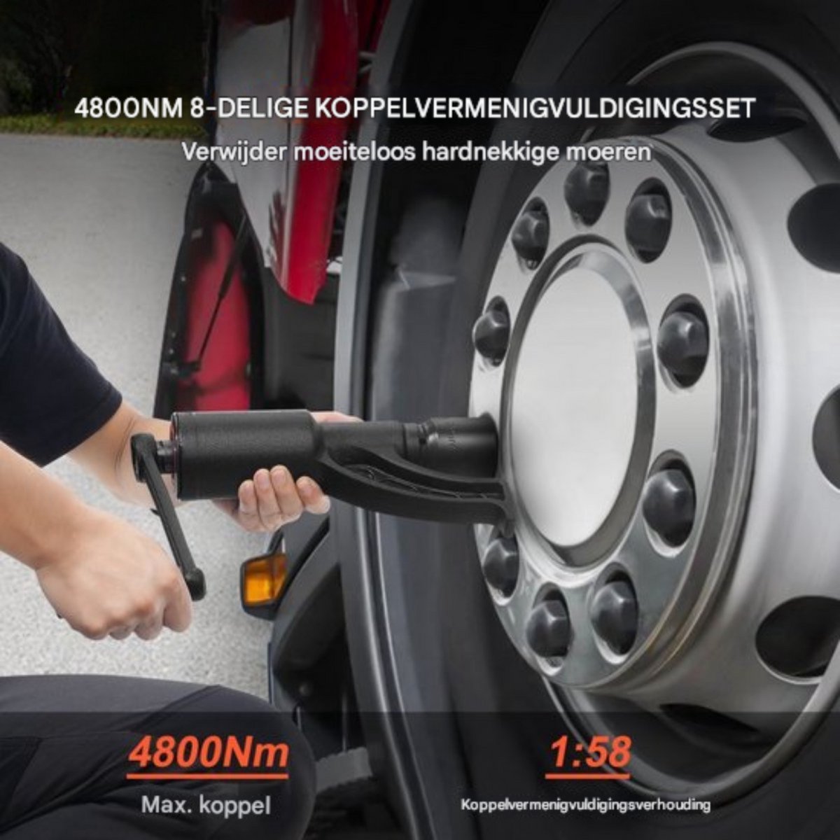 Koppelvermenigvuldiger PRO - 4800 Nm Wielsleutelset - 1:58 Versterker - Vierkant 24-33 mm