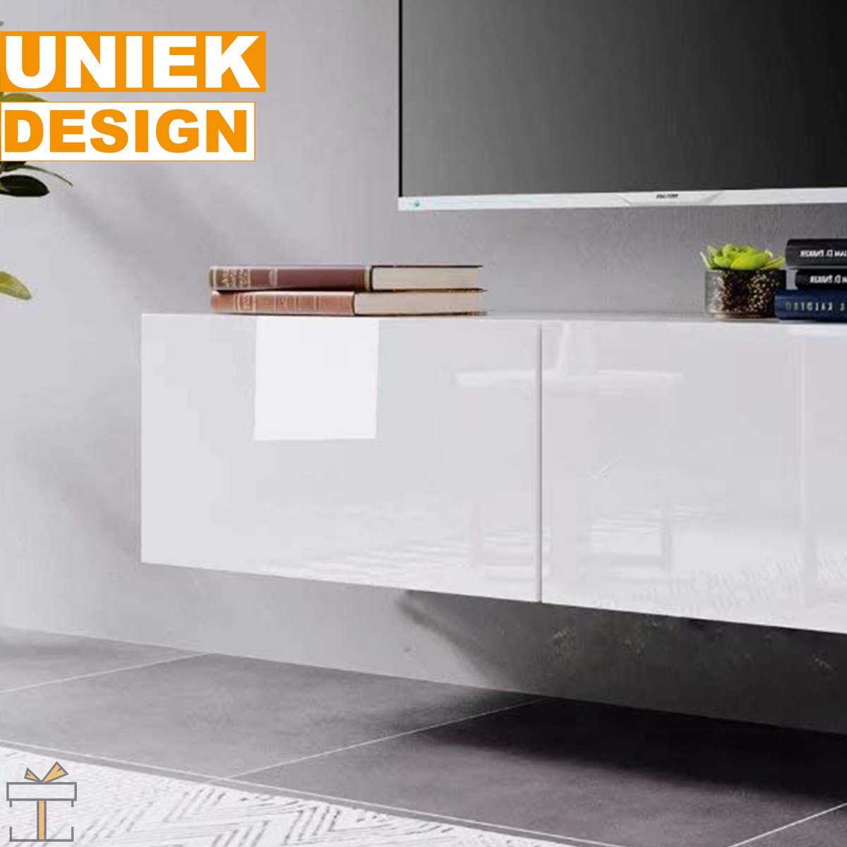 Bolt Edge TV Meubelkast - Wit - Met lade - Landelijk - 120x40x30cm