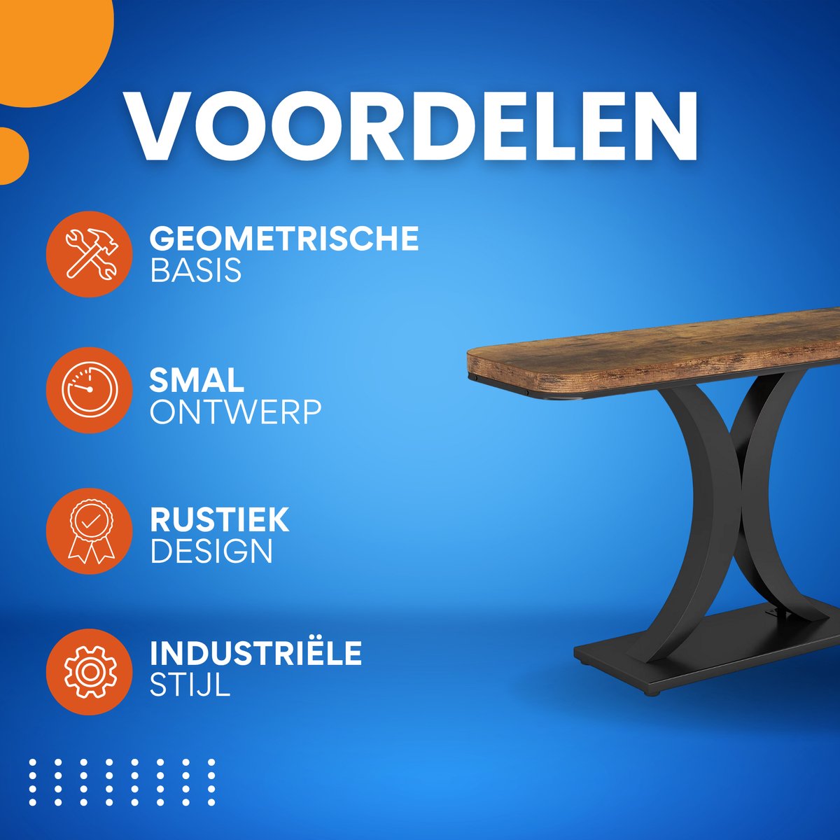 Console tafel Valdera - Wandtafel - Sidetafel - Dressoir - Massief hout en metaal - Haltafel - Woonkamer of hal