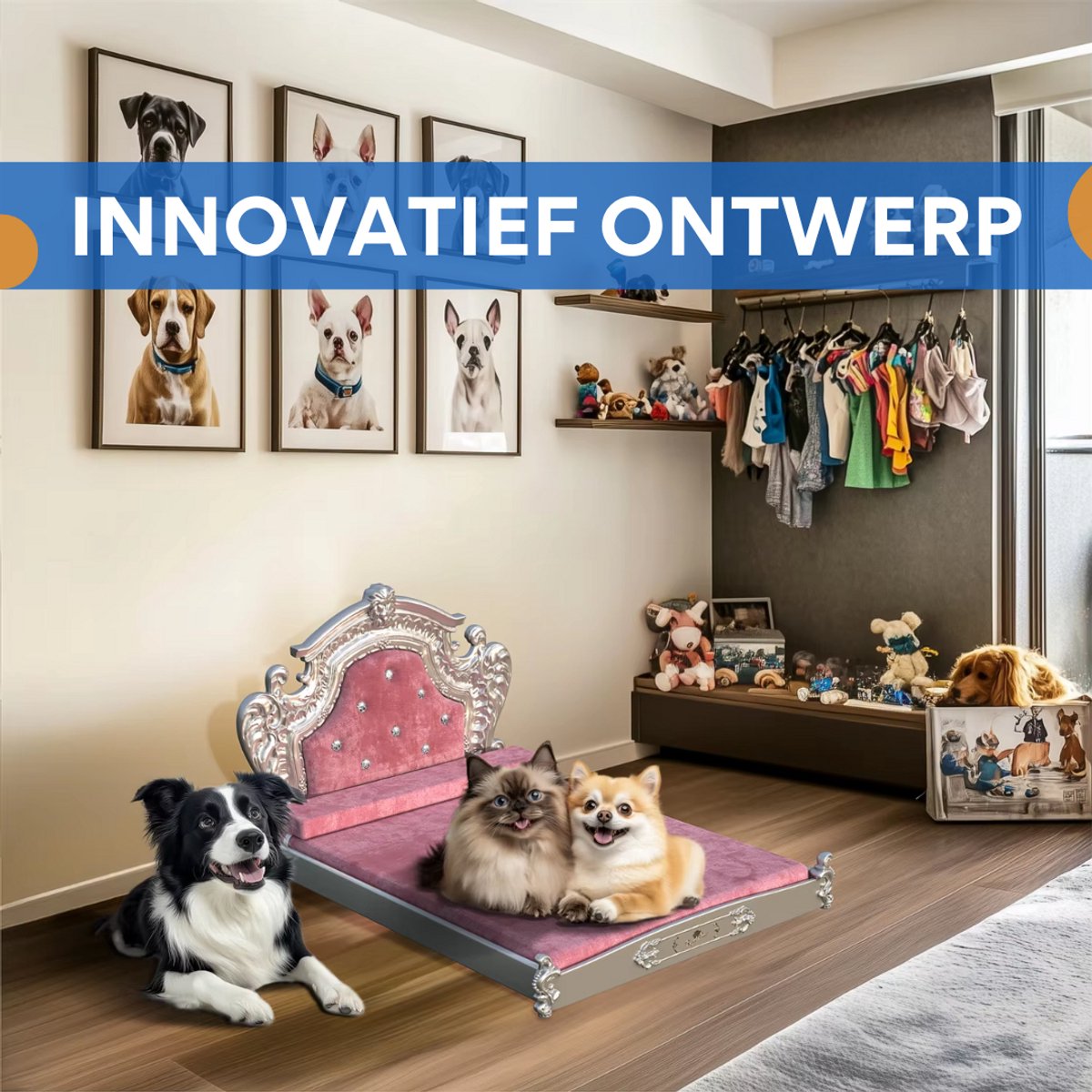 Hondenbank Diva - 100cm - Hondenbed - Hondensofa op poten - Hondenzetel - Comfort en zacht - Afneembaar kussen - Zacht