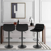 Barkrukken Vero Velvet - Met rugleuning - Zwart - Set van 2 - Keuken - Barstoelen ergonomisch - Verstelbaar in hoogte - Zithoogte 60-82cm
