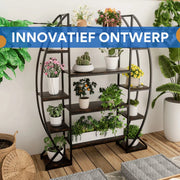 Plantenstandaard Titan - Industrieel - 177cm - Plantenrek - Plantentafel - Voor binnen & buitengebruik - Bloempothouder - Metaal en hout