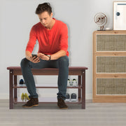 Schoenenbank - Opbergkast - Schoenenrek - Schoenenkast - Voor de hal of entree - Houten frame met stoffen kussen