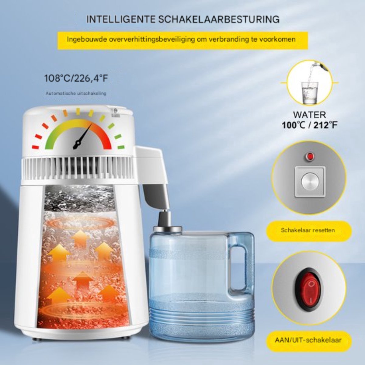 Happyment Destilleerapparaat 4L- Distiller - Destilleer Ketel - Destilleren - Waterontharder - Water - Vergister