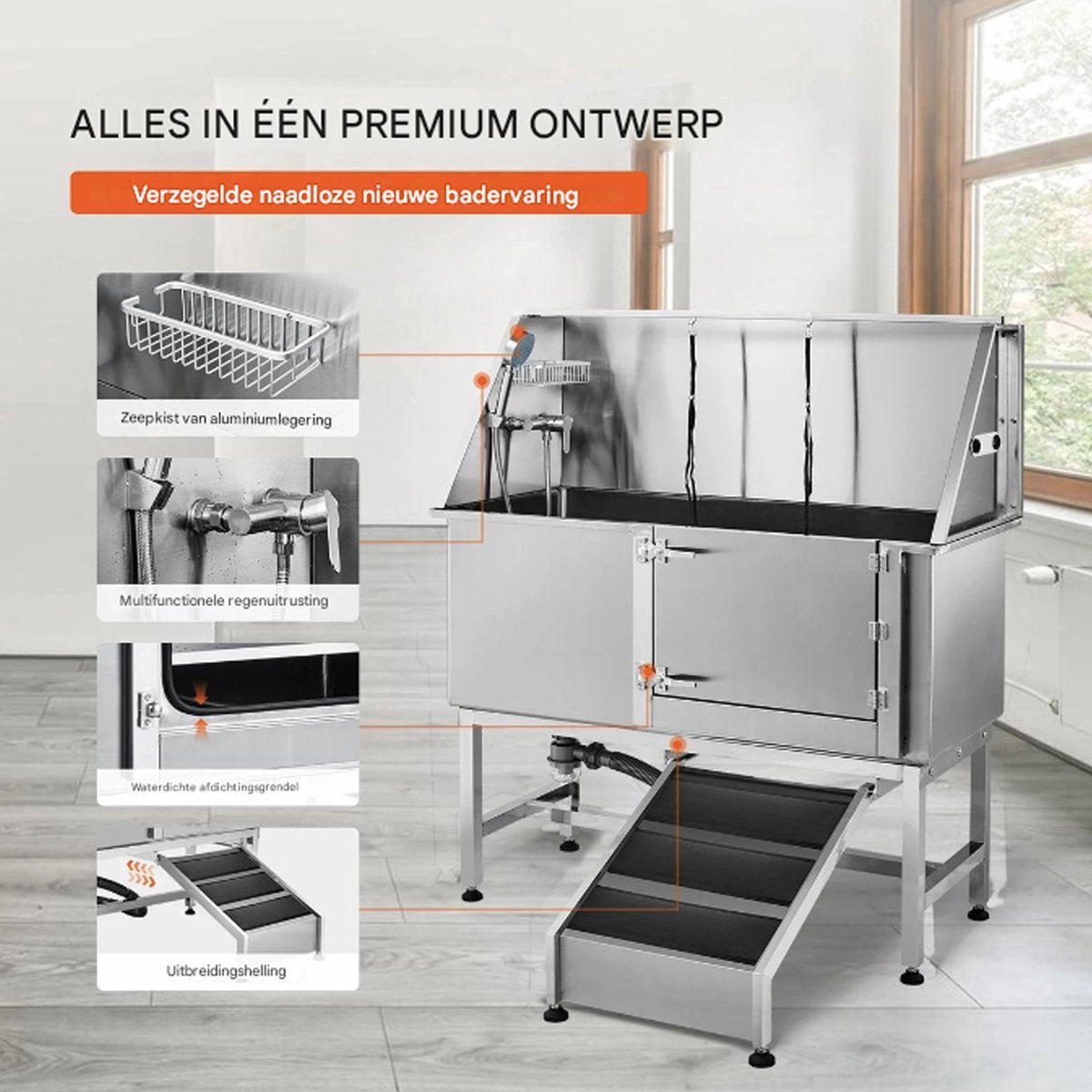 Hondenbad Professioneel - Hondentrimmer - Afvoer Kit - Warm & Koud Water Slangen - RVS