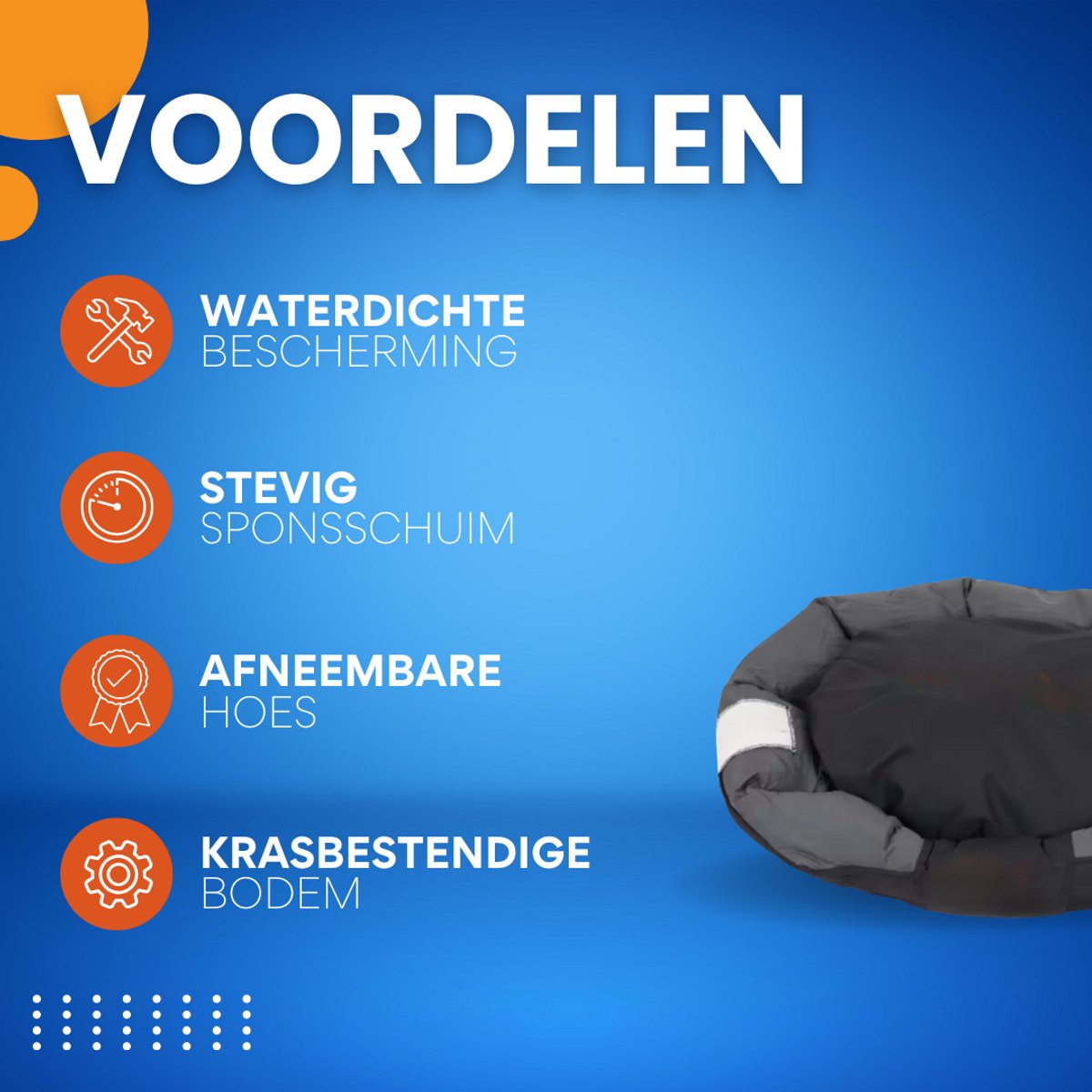 Hondenbed Mumba - Hondenbank - Hondensofa op poten - Hondenmand - Hondenzetel - Comfort en zacht - Afneembaar kussen - 105