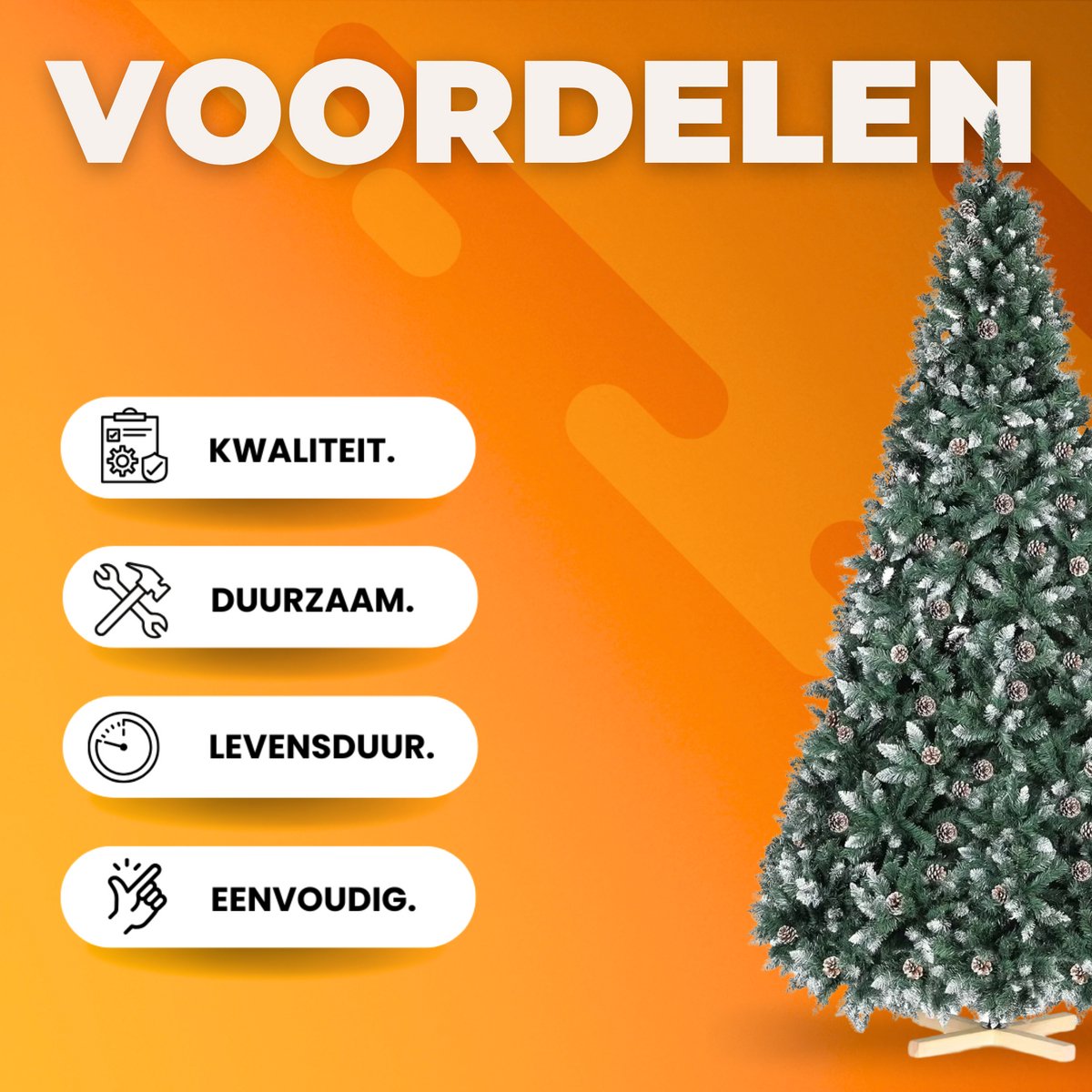 Kerstboom met sneeuw - Dennenappels - Canadese Spar - 240cm - Zonder verlichting