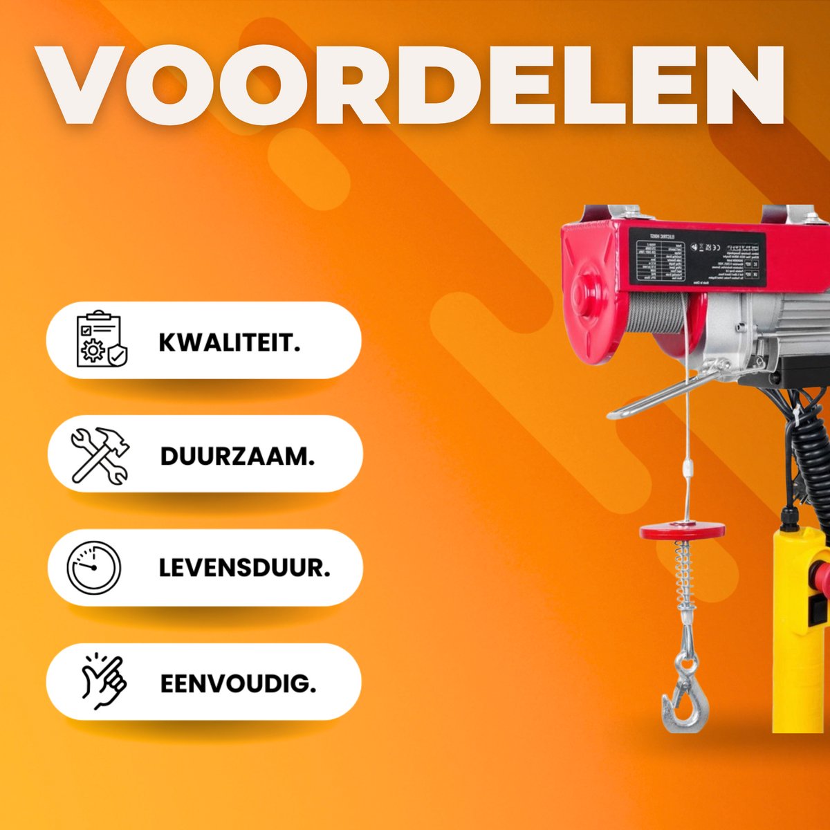 Elektrische Lier PRO - Met afstandsbediening - Takel - Kabeltakel - Hijskraan - 125-250KG - Garage lier - 12m hefhoogte
