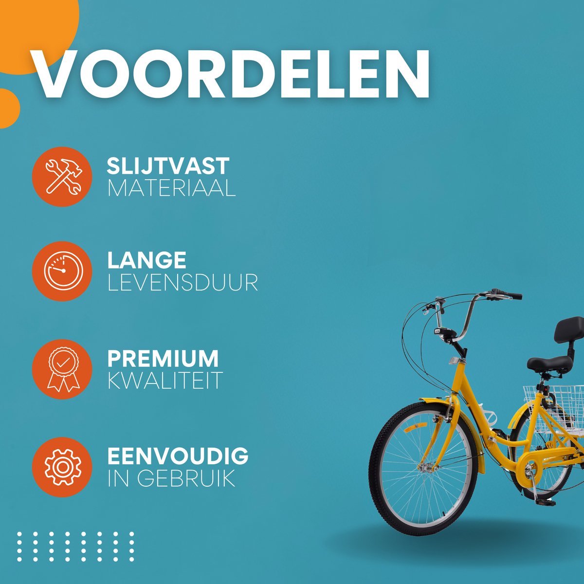 Opulence Driewieler 7 versnellingen - Fiets voor volwassenen en senioren - 24 Inch - Opvouwbare Trike - Met mand en LED Verlichting - Oranje