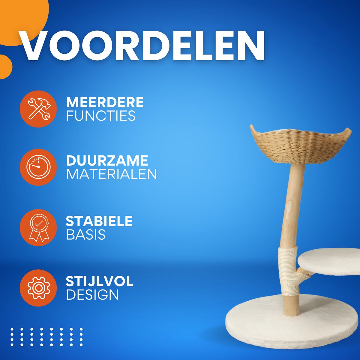 Moderne krabpaal - Voor katten - Tower met speelbal en zacht Kussen - Massief Hout