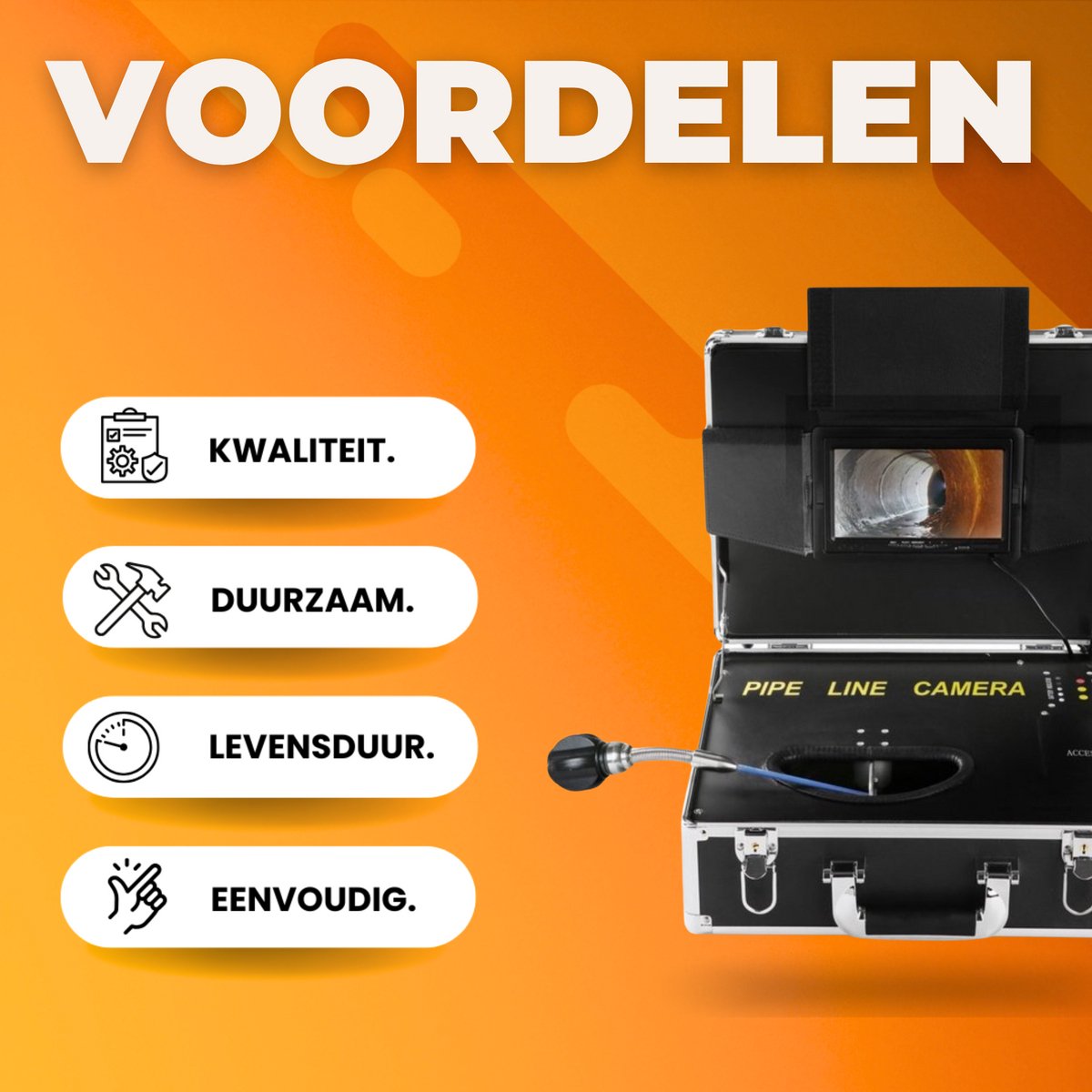 Endoscoop inspectie camera PRO - Rioolcamera - 7 inch - Inspectiecamera - 40m Lokalisatie - 480p 130° - Apparaat voor ondergrondse leidingen