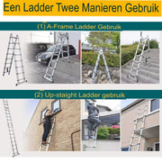 Telescoopladder Vaelor - A frame - 380CM - RVS Opvouwbaar - Draagbaar & Uitschuifbaar - Max. 150KG - EN131