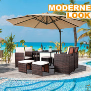 Luxe tuinset - 4 tot 8 persoons - Loungeset tafel - Wasbare kussens - Tuintafel met stoelen - Tuinsets - tuinmeubels