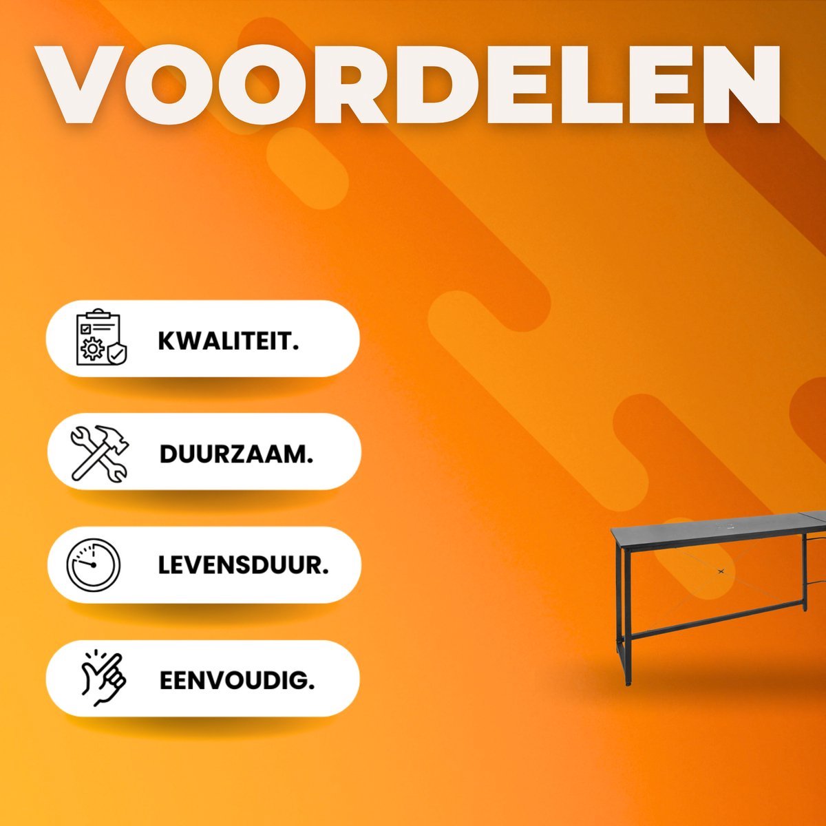 L-vormig Hoekbureau Tavien - Voor Thuiswerk, Gaming of Kantoor - Ruimtelijk Workstation met PC & Laptopruimte - 167 cm - Zwart