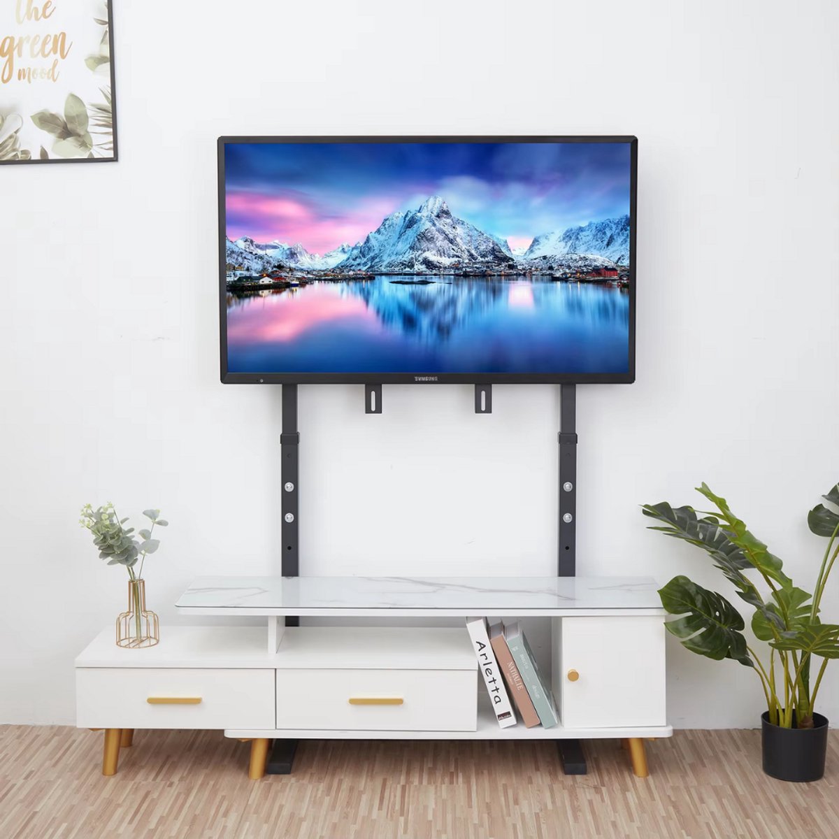 TV muurbeugel - Voor 26"-75" - Kantelbaar - Ultra Slim & ruimtebesparend - Statief - Wit