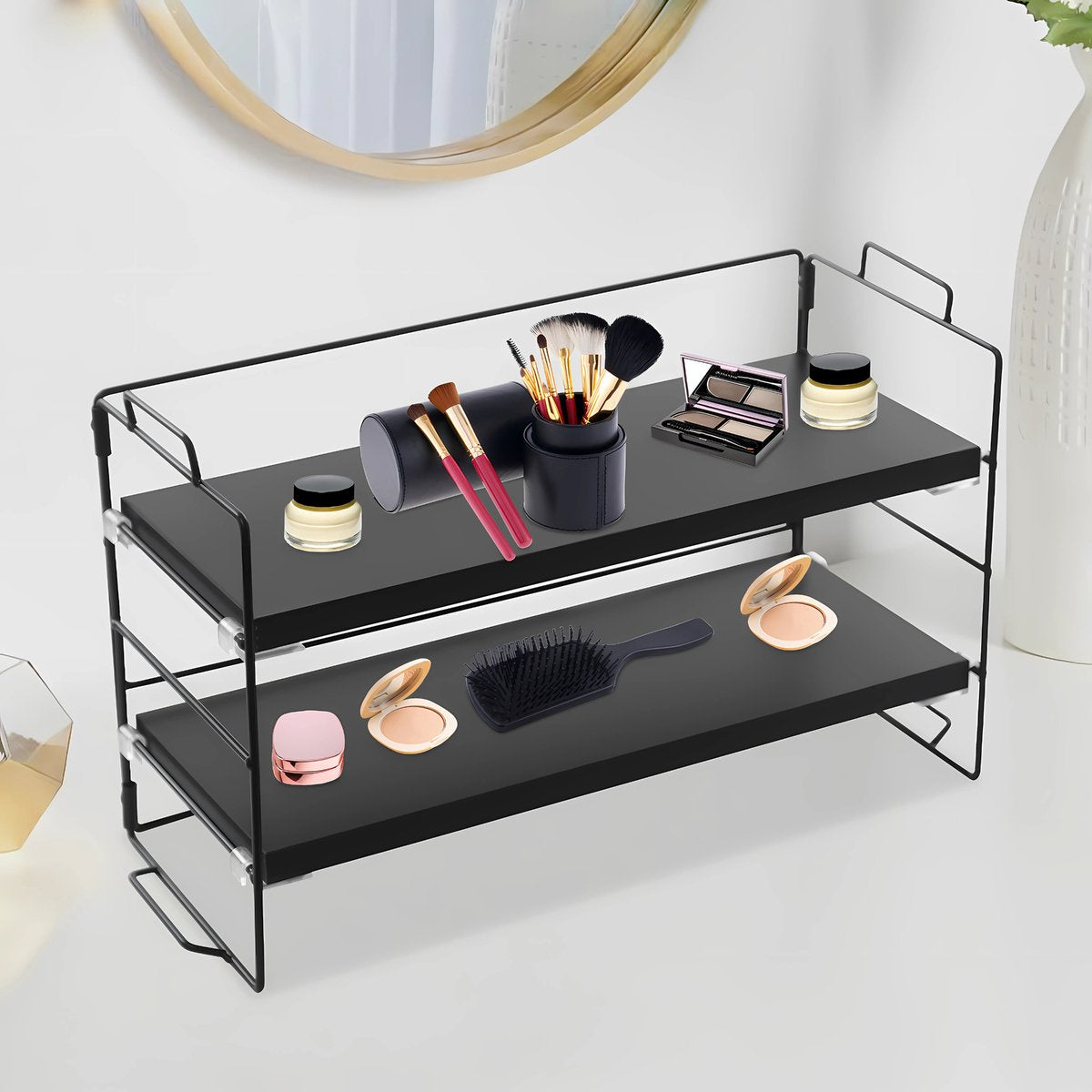 Bureau organizer- Bureau accesoires - Keuken organizer - Aanrecht organiser - Kantoor en Thuiswerkplek - 2-Lagen - Zwart