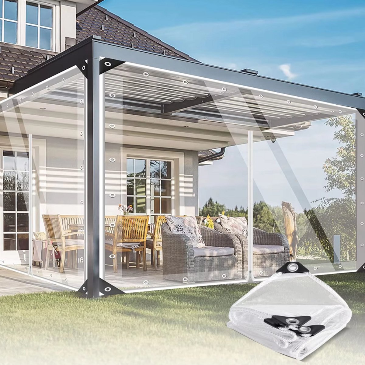 Transparant PVC zeildoek - Waterdicht - Dekzeil - Veranda - Overkapping - Wind - 200x250cm
