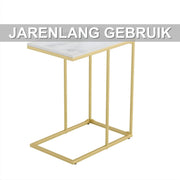 Marmeren Bijzettafel – Luxe Bank- en Laptoptafel – Goud