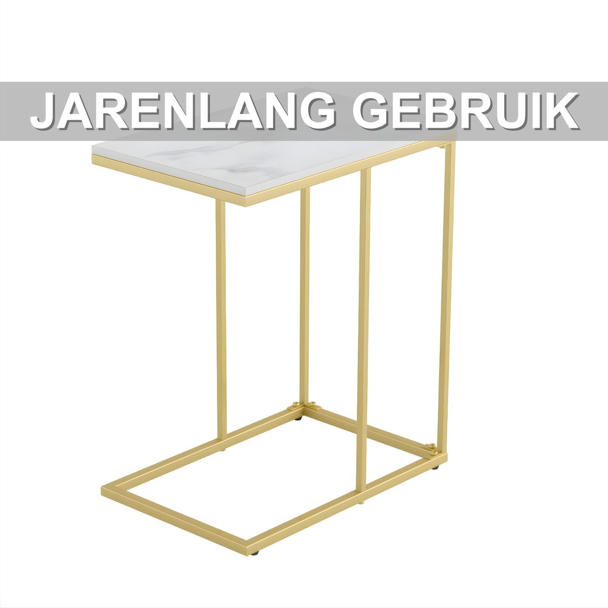 Marmeren Bijzettafel – Luxe Bank- en Laptoptafel – Goud